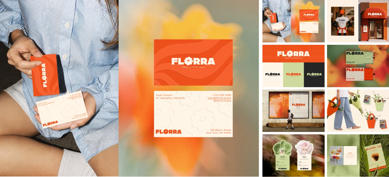 Полная айдентика цветочной студии florra